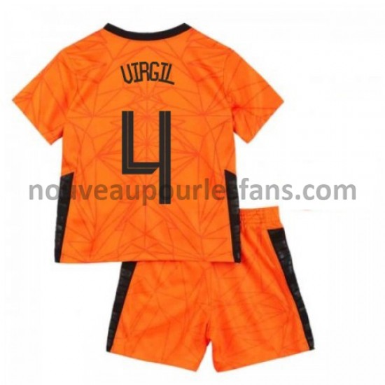 Maillot Pays-Bas Virgil van Dijk 4 Enfant Tenue Domicile Euro 2020 Manche Courte