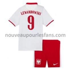 Maillot Pologne Robert Lewandowski 9 Enfant Tenue Domicile Euro 2020 Manche Courte