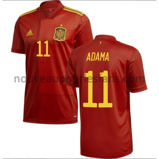 Maillot Espagne Adama 11 Tenue Domicile Euro 2020 Manche Courte