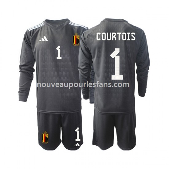 Maillot Belgique Courtois 1 Gardien Enfant Tenue Extérieur 2022 Manche Longue