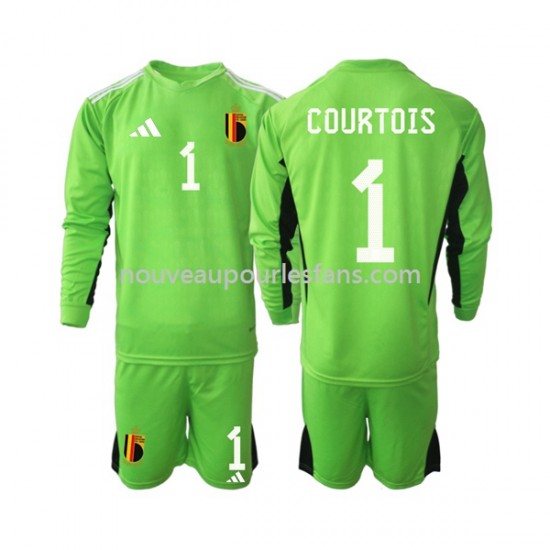 Maillot Belgique Courtois 1 Gardien Enfant Tenue Domicile 2021-2022 Manche Longue