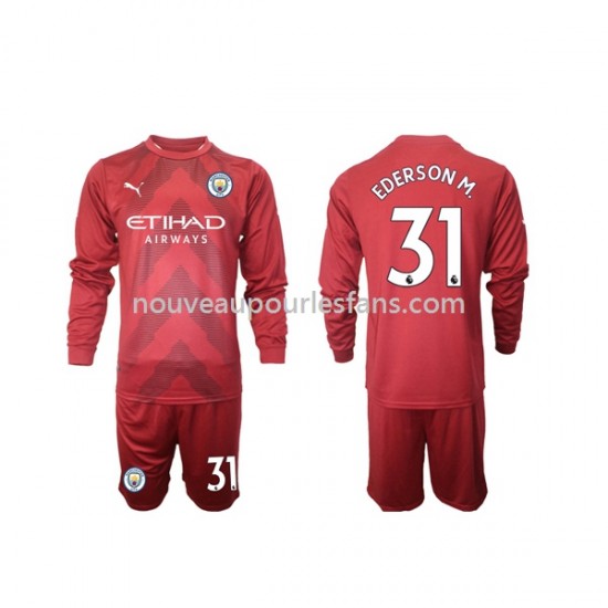 Maillot Manchester City Ederson M 31 Gardien Enfant Tenue Domicile 2022-2023 Manche Longue