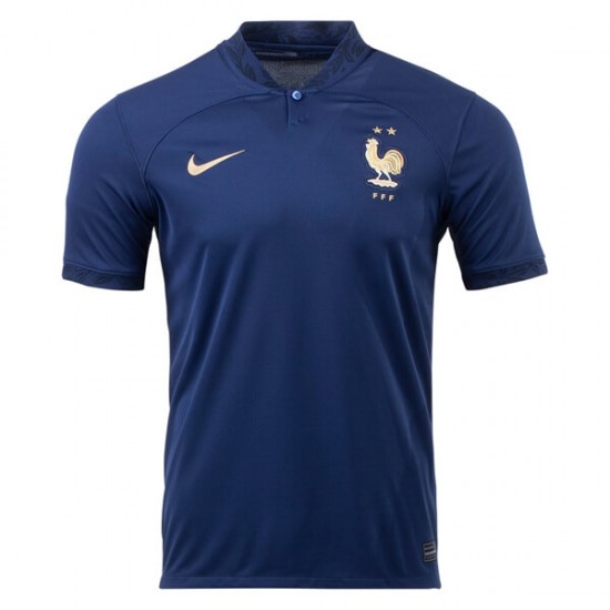 Maillot Frankrig Tenue Domicile Coupe du Monde 2022 Manche Courte