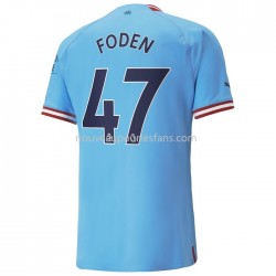 Maillot Manchester City Foden 47 Tenue Domicile 2022-2023 Manche Courte