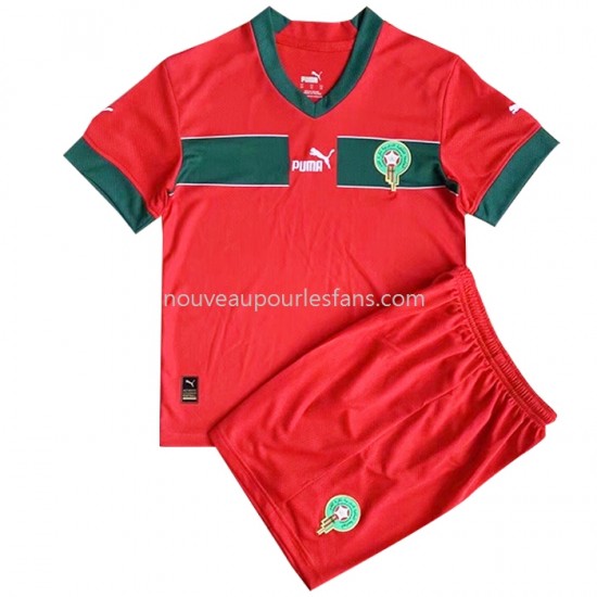 Maillot Maroc Enfant Tenue Domicile Coupe du Monde 2022 Manche Courte