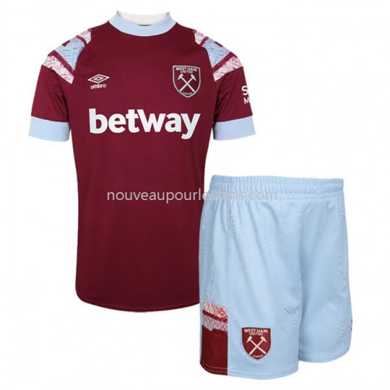Maillot West Ham United Enfant Tenue Domicile 2022-2023 Manche Courte