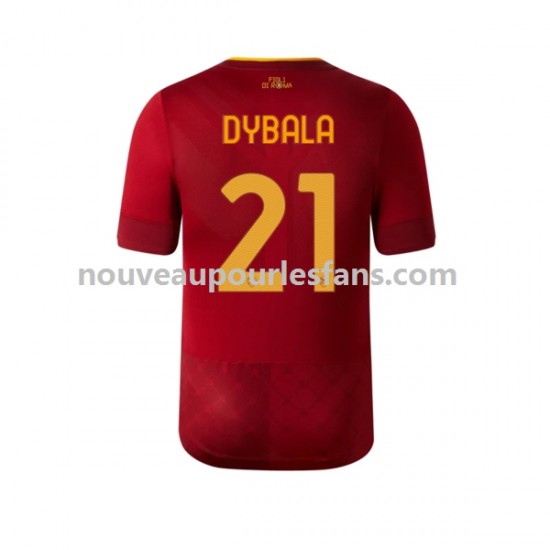 Maillot AS Rome Dybala 21 Homme Tenue Domicile 2022-2023 Manche Courte
