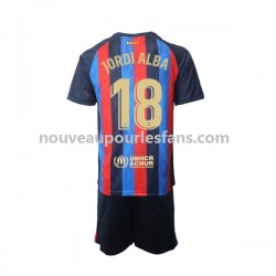 Maillot FC Barcelone Jordi Alba 18 Enfant Tenue Domicile 2022-2023 Manche Courte