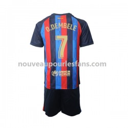 Maillot FC Barcelone Ousmane Dembele 7 Enfant Tenue Domicile 2022-2023 Manche Courte