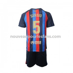 Maillot FC Barcelone Sergio Busquets 5 Enfant Tenue Domicile 2022-2023 Manche Courte