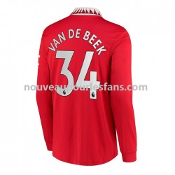 Maillot Manchester United Donny van de Beek 34 Homme Tenue Domicile 2022-2023 Manche Longue