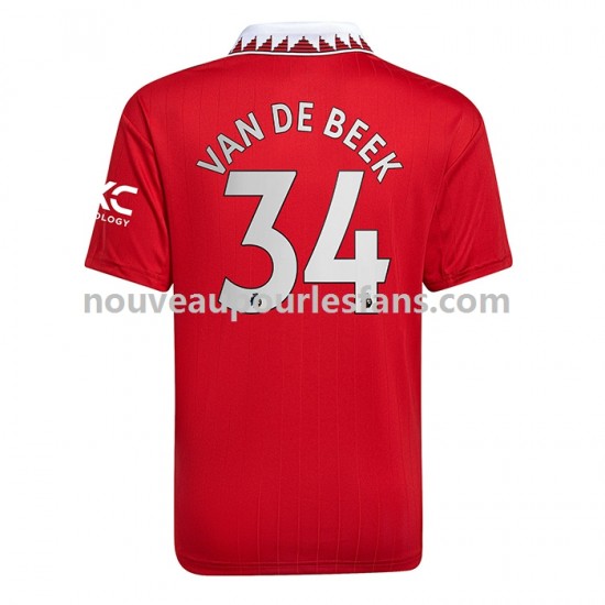 Maillot Manchester United Donny van de Beek 34 Homme Tenue Domicile 2022-2023 Manche Courte