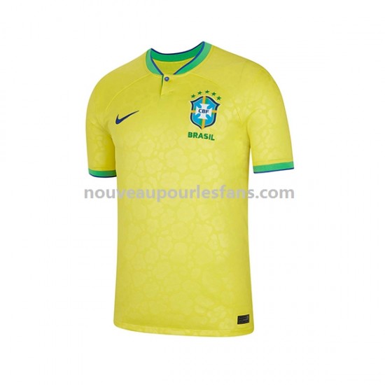 Maillot Brésil Homme Tenue Domicile Coupe du Monde 2022 Manche Courte