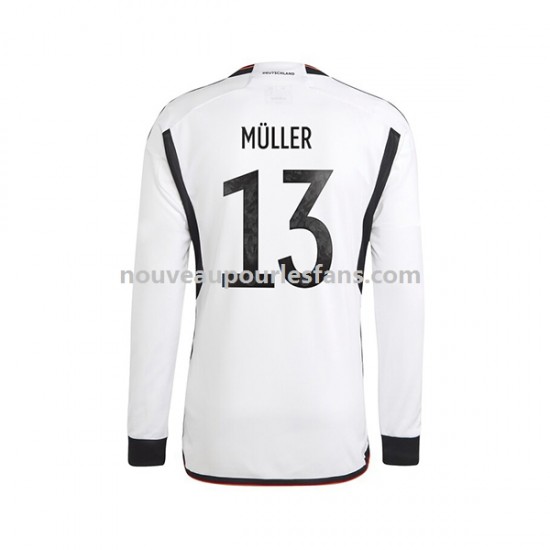 Maillot Allemagne Thomas Muller 13 Homme Tenue Domicile Coupe du Monde 2022 Manche Longue