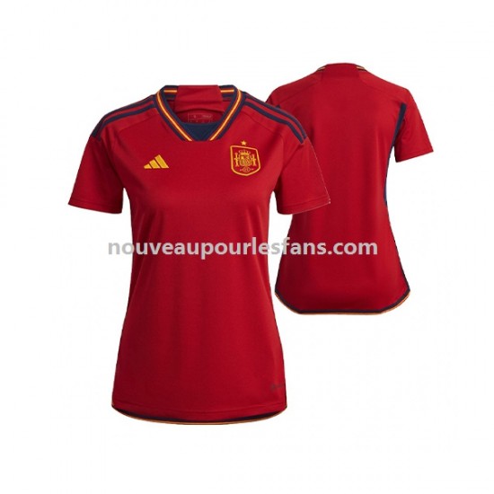 Maillot Espagne Femme Tenue Domicile Coupe du Monde 2022 Manche Courte