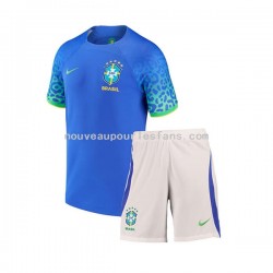 Maillot Brésil Enfant Tenue Extérieur Coupe du Monde 2022 Manche Courte