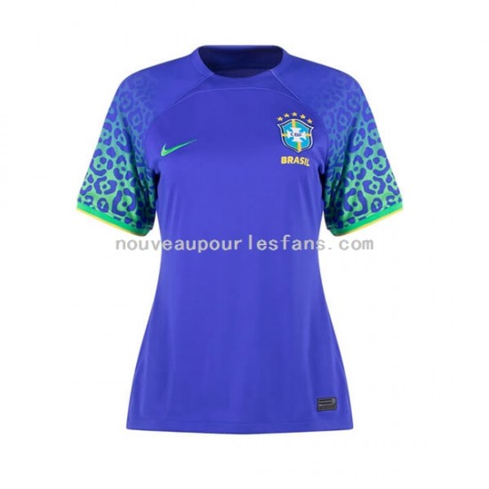 Maillot Brésil Femme Tenue Extérieur Coupe du Monde 2022 Manche Courte