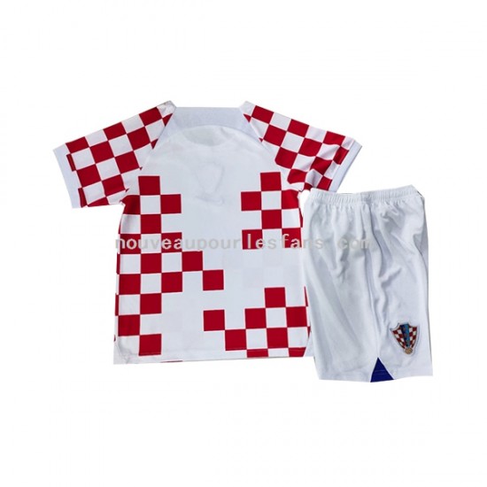 Maillot Croatie Enfant Tenue Domicile Coupe du Monde 2022 Manche Courte