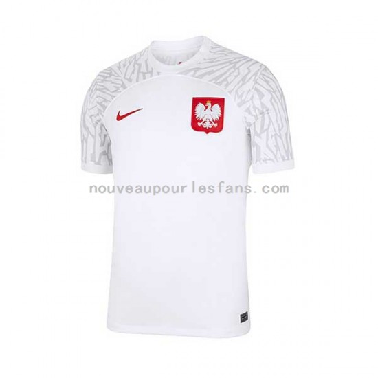 Maillot Pologne Homme Tenue Domicile Coupe du Monde 2022 Manche Courte