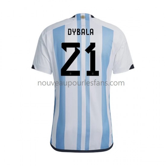 Maillot Argentine Dybala 21 Homme Tenue Domicile Coupe du Monde 2022 Manche Courte