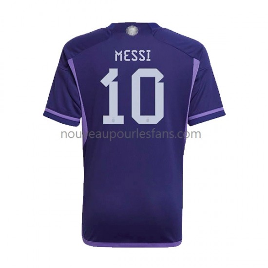 Maillot Argentine Lionel Messi 10 Homme Tenue Extérieur Coupe du Monde 2022 Manche Courte