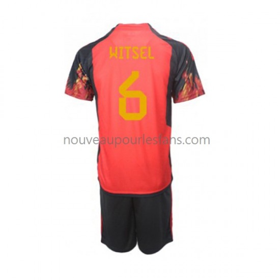 Maillot Belgique Axel Witsel 6 Enfant Tenue Domicile Coupe du Monde 2022 Manche Courte