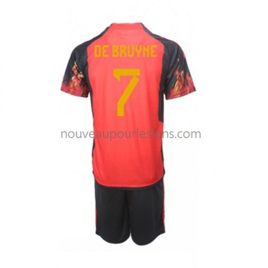 Maillot Belgique De Bruyne 7 Enfant Tenue Domicile Coupe du Monde 2022 Manche Courte