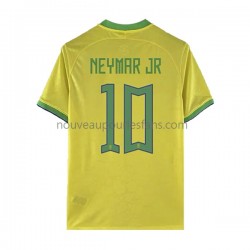 Maillot Brésil Neymar JR 10 Homme Tenue Domicile Coupe du Monde 2022 Manche Courte