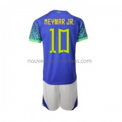 Maillot Brésil Neymar JR 10 Enfant Tenue Extérieur Coupe du Monde 2022 Manche Courte