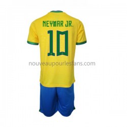 Maillot Brésil Neymar JR 10 Enfant Tenue Domicile Coupe du Monde 2022 Manche Courte