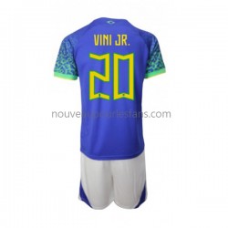 Maillot Brésil Vinicius Junior 20 Enfant Tenue Extérieur Coupe du Monde 2022 Manche Courte
