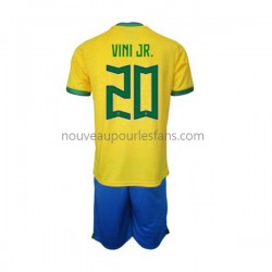 Maillot Brésil Vinicius Junior 20 Enfant Tenue Domicile Coupe du Monde 2022 Manche Courte