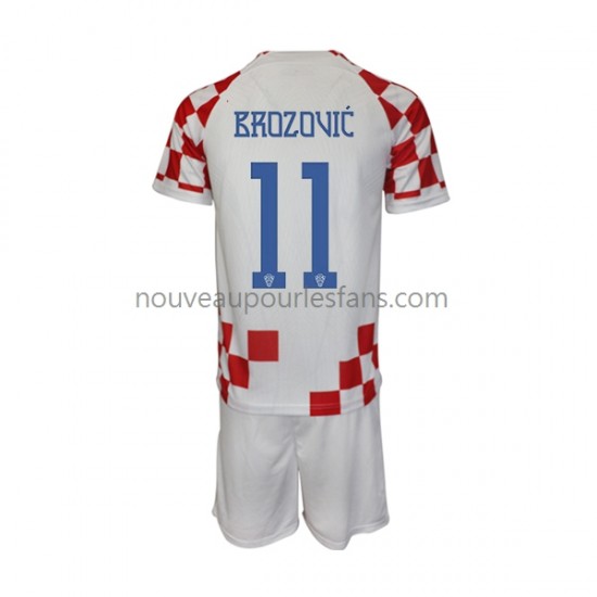 Maillot Croatie Brozovic 11 Enfant Tenue Domicile Coupe du Monde 2022 Manche Courte