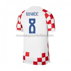 Maillot Croatie Kovacic 8 Homme Tenue Domicile Coupe du Monde 2022 Manche Courte