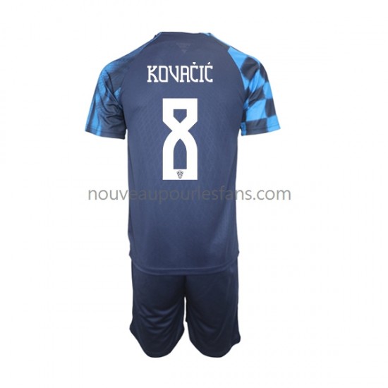 Maillot Croatie Kovacic 8 Enfant Tenue Extérieur Coupe du Monde 2022 Manche Courte