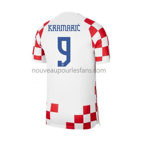 Maillot Croatie Kramaric 9 Homme Tenue Domicile Coupe du Monde 2022 Manche Courte