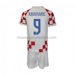 Maillot Croatie Kramaric 9 Enfant Tenue Domicile Coupe du Monde 2022 Manche Courte