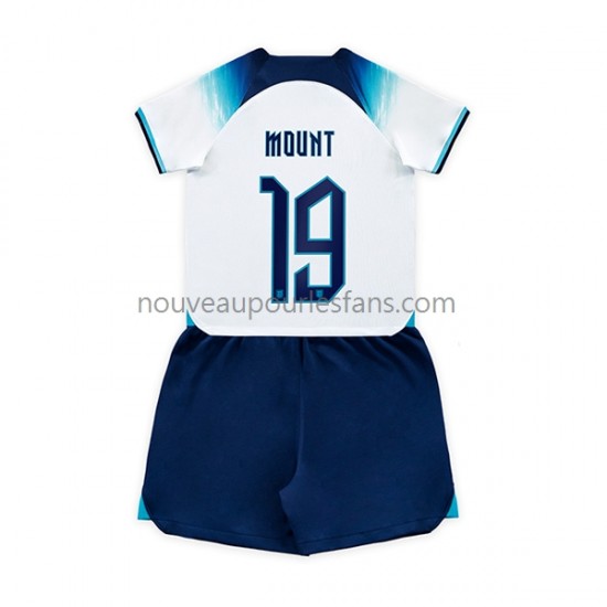 Maillot Angleterre Mount 19 Enfant Tenue Domicile Coupe du Monde 2022 Manche Courte