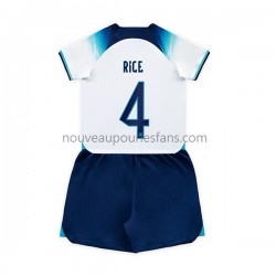 Maillot Angleterre Rice 4 Enfant Tenue Domicile Coupe du Monde 2022 Manche Courte