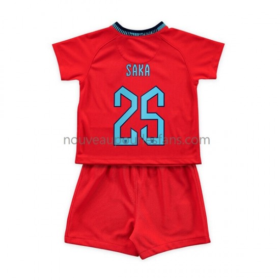 Maillot Angleterre Saka 25 Enfant Tenue Extérieur Coupe du Monde 2022 Manche Courte