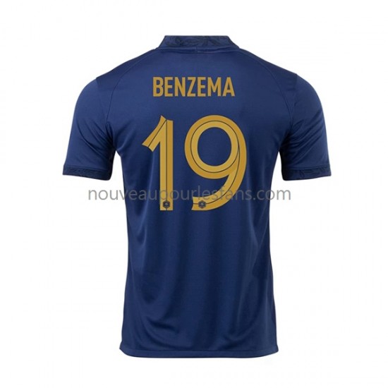 Maillot France Benzema 19 Homme Tenue Domicile Coupe du Monde 2022 Manche Courte