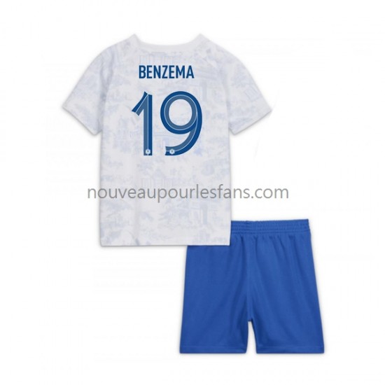 Maillot France Benzema 19 Enfant Tenue Extérieur Coupe du Monde 2022 Manche Courte