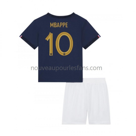 Maillot France Mbappé 10 Enfant Tenue Domicile Coupe du Monde 2022 Manche Courte
