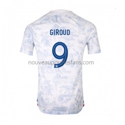 Maillot France Olivier Giroud 9 Homme Tenue Extérieur Coupe du Monde 2022 Manche Courte