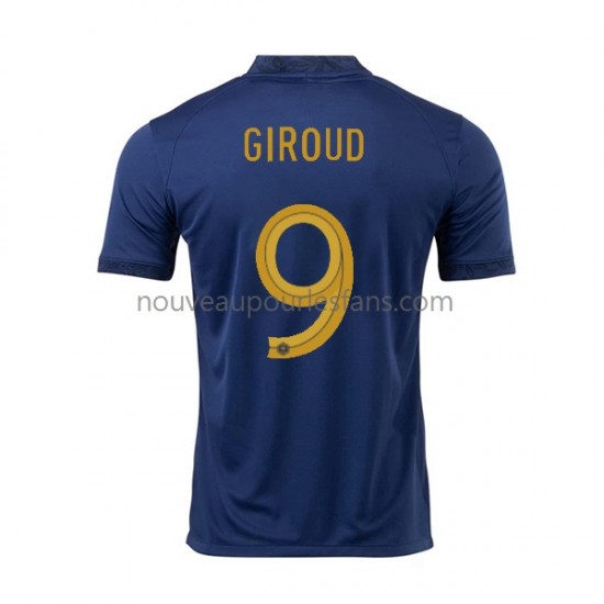 Maillot France Olivier Giroud 9 Homme Tenue Domicile Coupe du Monde 2022 Manche Courte