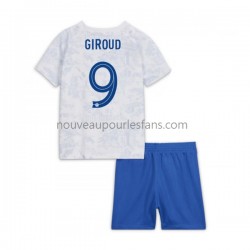 Maillot France Olivier Giroud 9 Enfant Tenue Extérieur Coupe du Monde 2022 Manche Courte