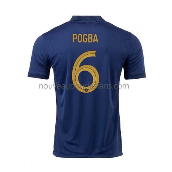 Maillot France Pogba 6 Homme Tenue Domicile Coupe du Monde 2022 Manche Courte
