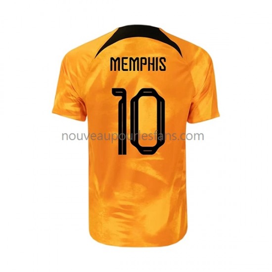 Maillot Pays-Bas Memphis 10 Homme Tenue Domicile Coupe du Monde 2022 Manche Courte