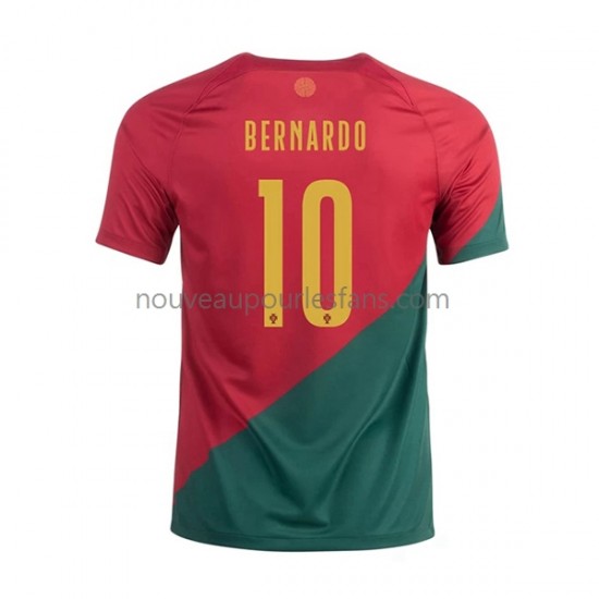 Maillot Portugal Bernardo 10 Homme Tenue Domicile Coupe du Monde 2022 Manche Courte