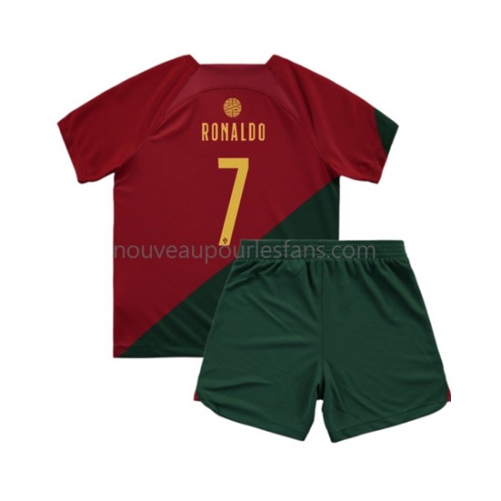 Maillot Portugal Ronaldo 7 Enfant Tenue Domicile Coupe du Monde 2022 Manche Courte